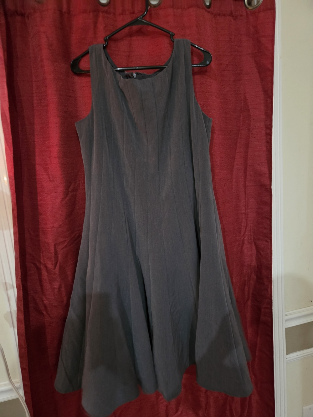 R&M Richards Sleeveless A-Line Maxi Dress in Charcoal Gray